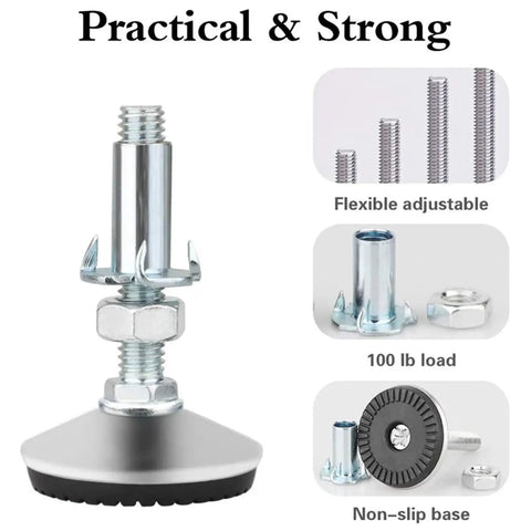 Swivel Adjustable Leveling Feet With T Nut Bolt 10 Pack for cabinets tables workbenches chairs threaded height tuning