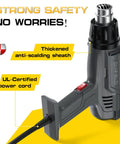 Heavy Duty 1850W Heat Gun With Dual Temperature Settings featuring thickened sheath and UL-certified power cord