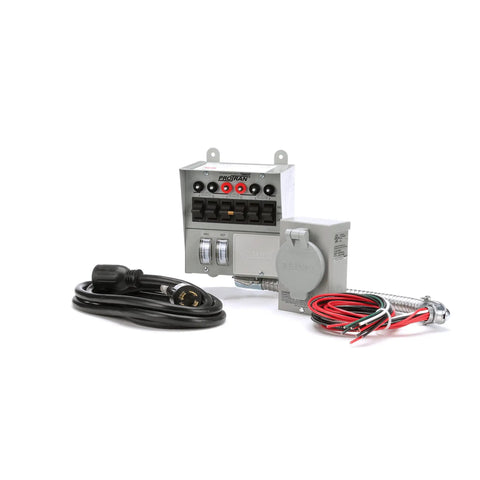 30 Amp 6 Circuit Pro Tran Transfer Switch Kit for Generators Up to 7500 Watts including cords and metal switch box