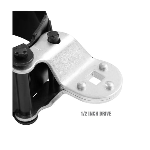 Close-up of Heavy Duty Truck Oil Filter Wrench For 4-1/8 In To 4-5/8 In 104mm To 118mm 1/2 In Drive Alloy Steel design.