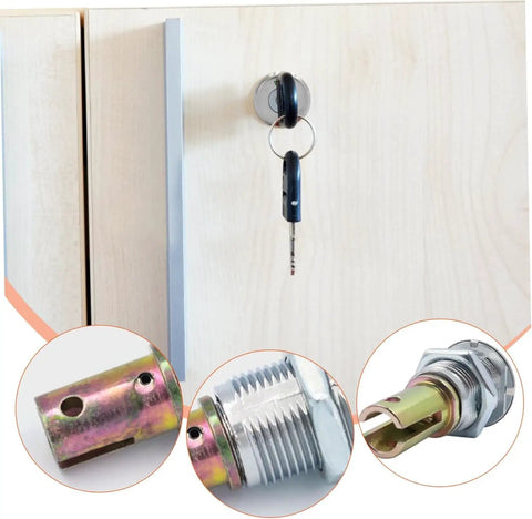 Heavy Duty Tool Box Lock Kit With Keys Zinc Alloy Universal Cabinet Lock For Tool Boxes Drawers And Cabinets Metal Insert Linkage Security Lock Set For Home Improvement Cabinet Hardware, key and lock close-up