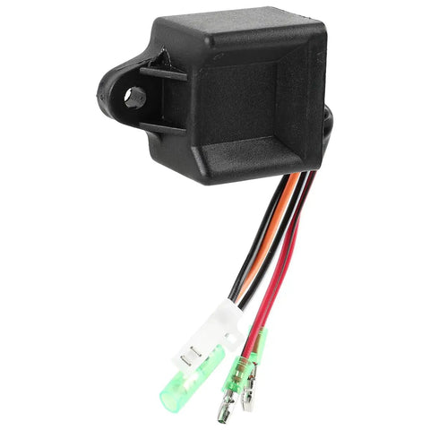 A Beefed Up Timing CDI Box For Polaris Scrambler Sportsman Predator 50cc 90cc 100cc 110cc 2 Stroke Engines That Boost Spark Timing And Rev Limit Compatible With Polaris Eton Extreme DRR Arctic Cat Alpha Kasea, front view with wiring harness