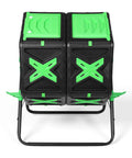 Front view of Dual Chamber 140L Tumbling Compost Bin For Easy Batch Composting, Fast Assemble Outdoor Compost Tumbler With Easy Setup