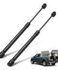 14 Inch Lift Support Gas Shocks For Truck Camper Shell Topper And Cap Window Heavy Duty Struts for RV Box displayed next to truck
