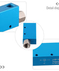 Heavy Duty Aluminum Vacuum Generator For Factory Robotics And Automation Featuring A Beefed Up Pneumatic Ejector Pump With Killer Suction And Fast Acting Venturi Design For Straight Up Pick Place Performance, showing detailed blue aluminum body and threaded connector.