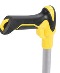 Folded Mechanical Distance Measuring Wheel In Metric handheld grip showing ergonomic design for accurate measurements on various terrains.