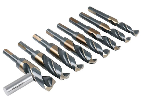 M35 High Speed Steel Drill Bit Set With Five Percent Cobalt One Half Inch Shank Nine Sixteenth Inch To One Inch Eight Pieces In Durable Plastic Case Pro Grade Heavy Duty Metalworking Bits For Drill Press And Hand Drills