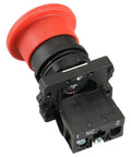 Red 22mm Latching Push Button Switch Mushroom Emergency Stop Button 600V 10A With Normally Closed And Normally Open Contacts For Industrial Control Panels And Heavy Duty Machinery, rear view