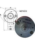 Badass 4575 DC Motor Packs A Permanent Magnet Punch runs sweet on 12 or 24 volts with detailed schematic showing dimensions.