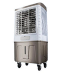 Heavy Duty Evaporative Swamp Cooler With Three Speed Settings For Outdoor Patio Garage And Commercial Spaces This Badass Portable Air Chiller Saves Energy While Keeping You Crisp All Day Long, portable unit on wheels.