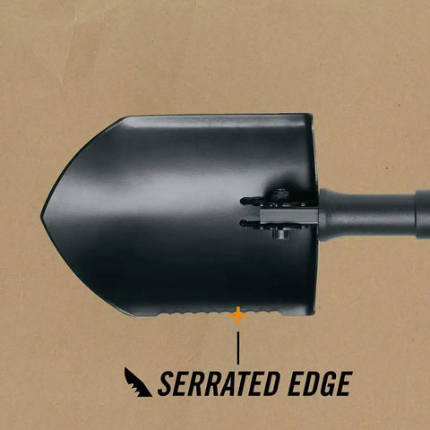 Military Style Tactical Folding Spade E Tool for Camping and Emergency Car Use, Heavy Duty All Purpose Shovel With Serrated Edge