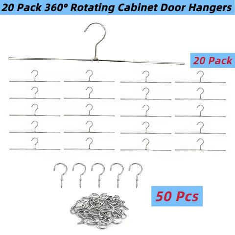20 Pack 15 Point 7 Inch 360 Degree Rotating Cabinet Door Hangers With Fifty Zinc Screws Killer For Smooth Spray Paint Coverage And Heavy Duty Woodworking Projects Gonna Look Fresh, showing rotating hooks and screws.