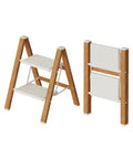 2 Step Stool Foldable Aluminum Ladder, Ultra Lightweight And Space Saving, Compact Portable Step Ladder For Home, Kitchen, Garage, And High Shelves Indoors, folded and open view