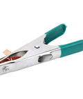 Hot Welding Ground Clamp With Massive Copper Alloy Body For 300 Amps, featuring firm grip and wide mouth for thick cables.