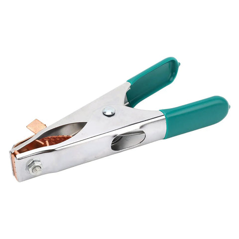 Hot Welding Ground Clamp With Massive Copper Alloy Body For 300 Amps, featuring firm grip and wide mouth for thick cables.