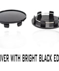 Top Tier Heavy Duty Wheel Center Hub Caps Snapping Design For Cars Suvs And Trucks Sleek Matte Black Abs Plastic Rim Covers showing cover with bright black edge.
