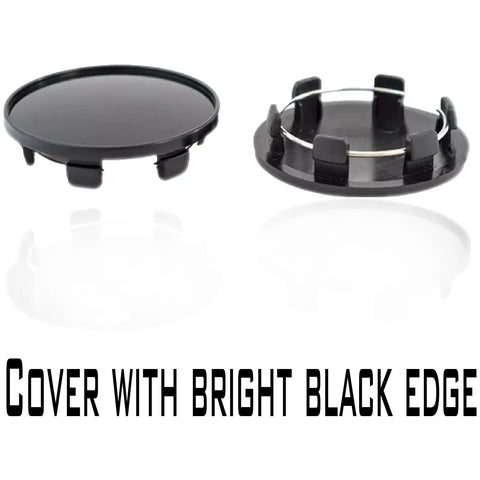 Top Tier Heavy Duty Wheel Center Hub Caps Snapping Design For Cars Suvs And Trucks Sleek Matte Black Abs Plastic Rim Covers showing cover with bright black edge.