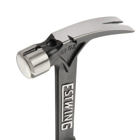 Close-up of 15 Oz Framing Hammer With Short Handle Rip Claw Magnetic Nail Starter For One Hand Nailing Smooth Face Shock Reduction Grip Made In USA