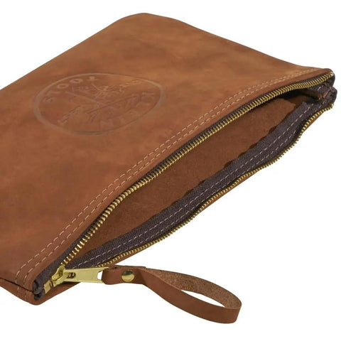 Top-Grain Leather Tool Pouch With Zipper Closure 12.5 Inch Brown Built Tough For Pliers And Wrenches Heavy-Duty Stitching Premium Leather Quality