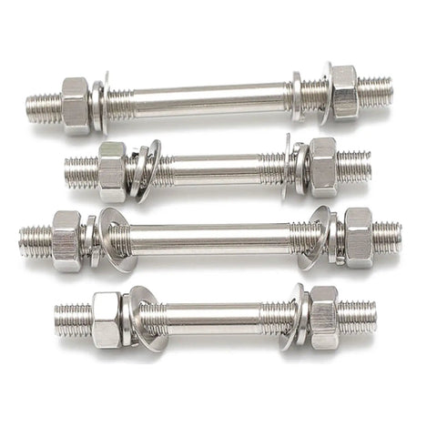 Beefy M12 Double-Ended Threaded Rod Kit In 304 Stainless Steel Through-Wall Bolt Set with Nuts Washers and Spring Washers Includes Two Sets M12x70
