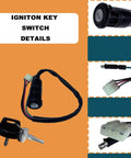 Ignition key switch and components for Honda Recon and TRX ATV models, shown with key inserted and electrical connectors detailed.