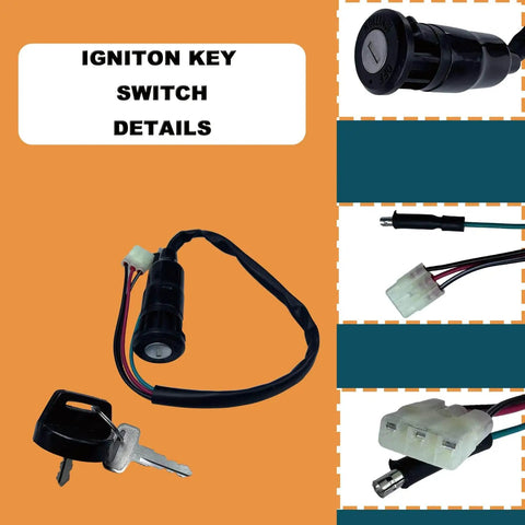 Ignition key switch and components for Honda Recon and TRX ATV models, shown with key inserted and electrical connectors detailed.
