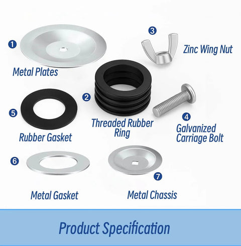 4 Inch Mechanical Pipe Test Plug With Galvanized Screw And Steel Wing Nut End Of Pipe Gripper Expanding Rubber Stopper components