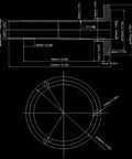 Technical drawing of Rugged 38mm Hole Lathe Spindle Replacement for Mini Lathes with dimensions and annotations