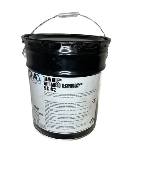 Titan Blue Grease NLGI 2 For Heavy Duty Machinery Extreme Pressure Micro Technology For Friction Reduction And Wear Protection Rust And Corrosion Defense Lithium Sulfonate Complex 35 lb metal pail
