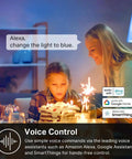 Family using Smart WiFi Color Changing LED Bulbs A19, Dimmable 16 Million Colors, Auto White Tunable 2500K-6500K with Alexa voice control