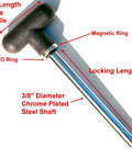 Magnetic Weight Stack Pin With Black T Handle Knob, Three-Eighths Inch Diameter, Three And Three Quarters Inch Locking Space