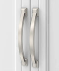 10 Pack 5 Inch Brushed Satin Nickel Cabinet Handles For Kitchen Cabinets And Cupboards Breezy Install Durable Drawer Pulls 128mm Length Sleek Nickel Hardware Upgrade, shown on white doors