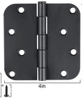 18 Pack 4 Inch Matte Black Door Hinges Rounded Heavy Duty Exterior Interior Hinge Set With 8 Holes And 144 Free Screws