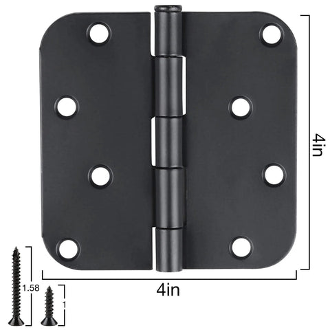 18 Pack 4 Inch Matte Black Door Hinges Rounded Heavy Duty Exterior Interior Hinge Set With 8 Holes And 144 Free Screws