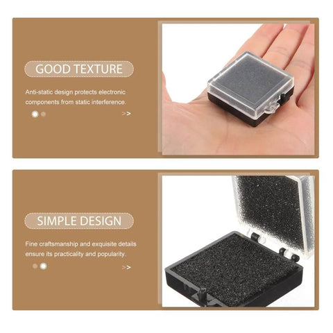 Anti Static Chip Case With Transparent Lid And Black Base Compact Electronics Parts Organizer Box For Safe Storage And Static Shielding Of Small Components 1.57 X 1.38 X 0.59 Inches