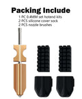 Upgraded 0.4mm Hotend Kit For Flashforge AD5X with 2 silicone covers, 2 nozzle brushes, and gold quick-release heater block
