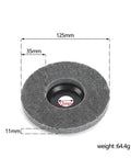 Dope 4 To 5 Inch Nylon Fiber Polishing Wheels With Abrasive Discs For Shiny Stainless Steel Surfaces, 125mm diameter, 35mm thickness.