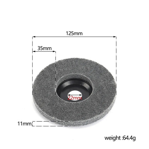 Dope 4 To 5 Inch Nylon Fiber Polishing Wheels With Abrasive Discs For Shiny Stainless Steel Surfaces, 125mm diameter, 35mm thickness.