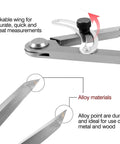 Heavy Duty Six Inch Alloy Metal Compass Scribe Dead Nuts Accurate Layout Divider For Precise Woodworking Marking And Measuring On Plastic Wood Or Steel Panels close-up of lockable wing and alloy points
