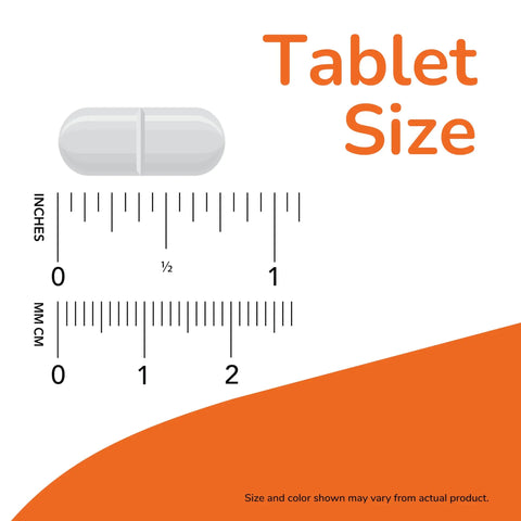 Tablet size with ruler showing measurements for Legendary Cardiovascular Support Formula With Bergamonte And Plant Sterols For Legit Cholesterol Balance Vegan Non Gmo 120 Tablets.