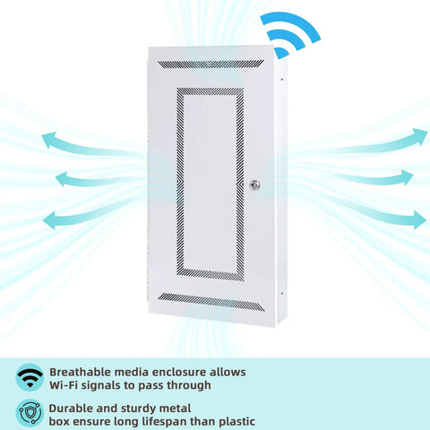 Tough As Nails 28 Inch Media Enclosure For Structured Wiring Cabinets with ventilated hinged door for cooling.