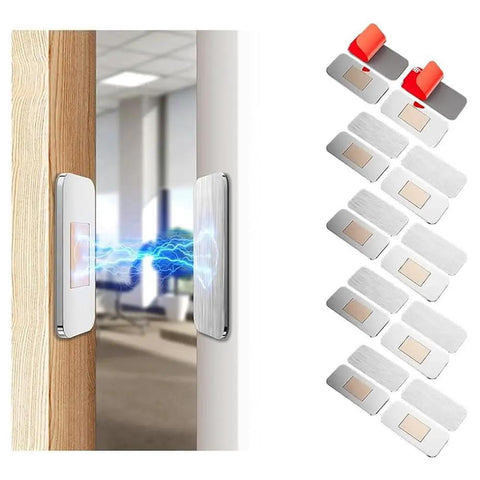 Slim Stainless Steel Magnetic Cabinet Door Catch Set Ultra Thin Latches With Adhesive Easy Install Pack Of 10 image with door