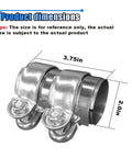 Stainless Steel 2 Inch Exhaust Clamp With Butt Joint Band Sleeve Connector for Mufflers and Tubes showing dimensions