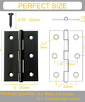 Six Pack 3 Inch Black Stainless Steel Butt Hinges With Hardware Heavy Duty Rust Resistant Cabinet Door Hinges For Furniture And Fine Woodworking Built Tough Ready To Rock On Any Job showing dimensions and screw details.