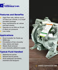 Heavy Duty 3/8 Double Air Diaphragm Pump Rock Solid Aluminum Body Teflon Valves for high flow fluid transfer