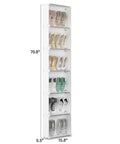 6 Tier Slim Shoe Storage Rack For Small Spaces Space Saver Narrow Shoes Organizer Hidden Closet Shelf Behind Door Entryway White Tall Wall Mount
