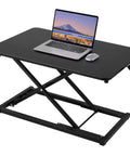 Standing Desk Converter With Adjustable Height Keyboard Riser For Stand Up Desks And Ergonomic Sit Stand Workstations, black, with laptop