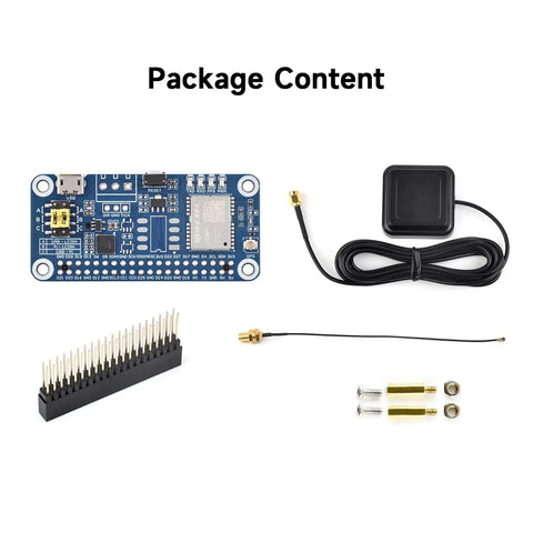 Package contents of Dual Band GPS Module For Raspberry Pi With RTK Rover Support L1 L5 Positioning Centimeter Level Accuracy