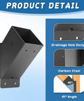 Beefed Up Heavy Duty 45 Degree Arc Wood Post And Beam Angle Brackets Kit, black, powder coated, product detail view