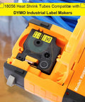 Heavy Duty Yellow 12Mm Heat Shrink Cable Labels in DYMO label maker for accurate cable identification on job sites.